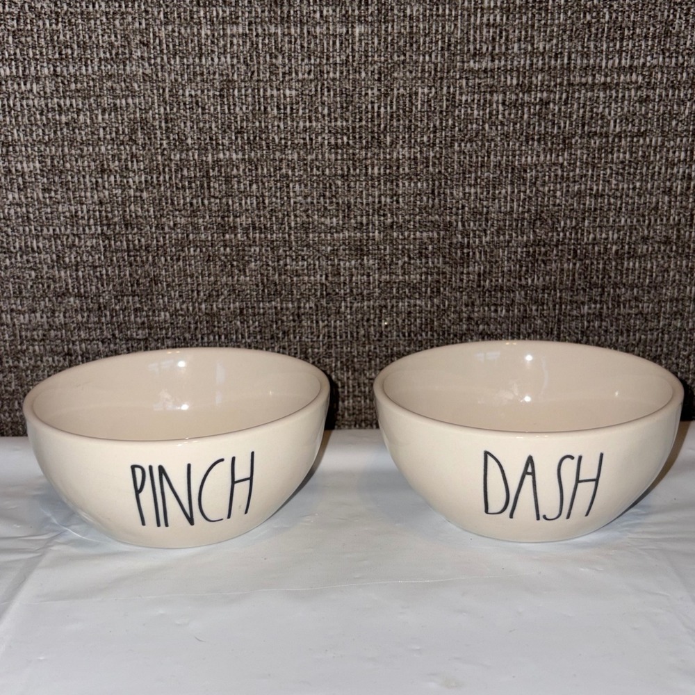 Rae Dunn Pinch and Dash Ceramic Prep Bowls Set of 2 Ivory Magenta Artisan
